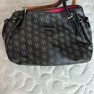 Authentic Dooney and Bourke coated canvas bag with matching coin purse